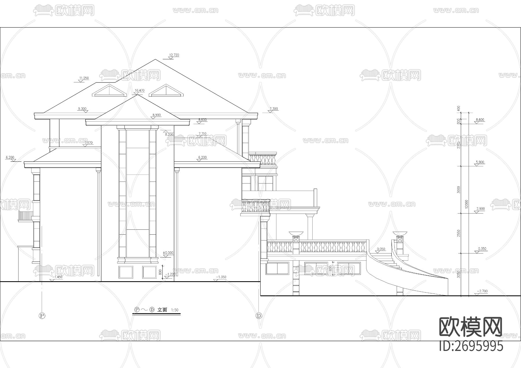 一千二百平带游泳池别墅cad施工图下载（渲染图8）