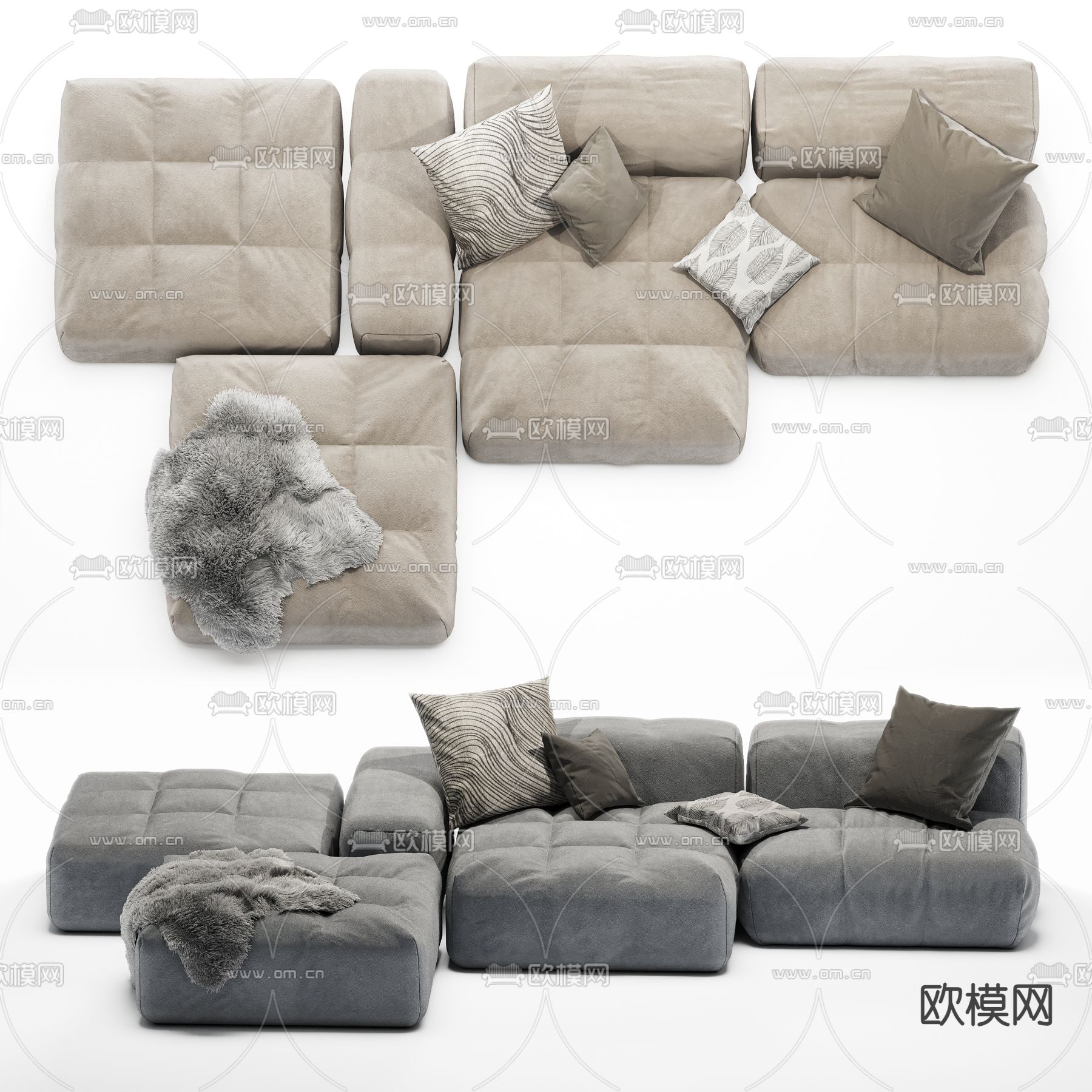 VELVET 模块沙发3d模型下载（渲染图1）