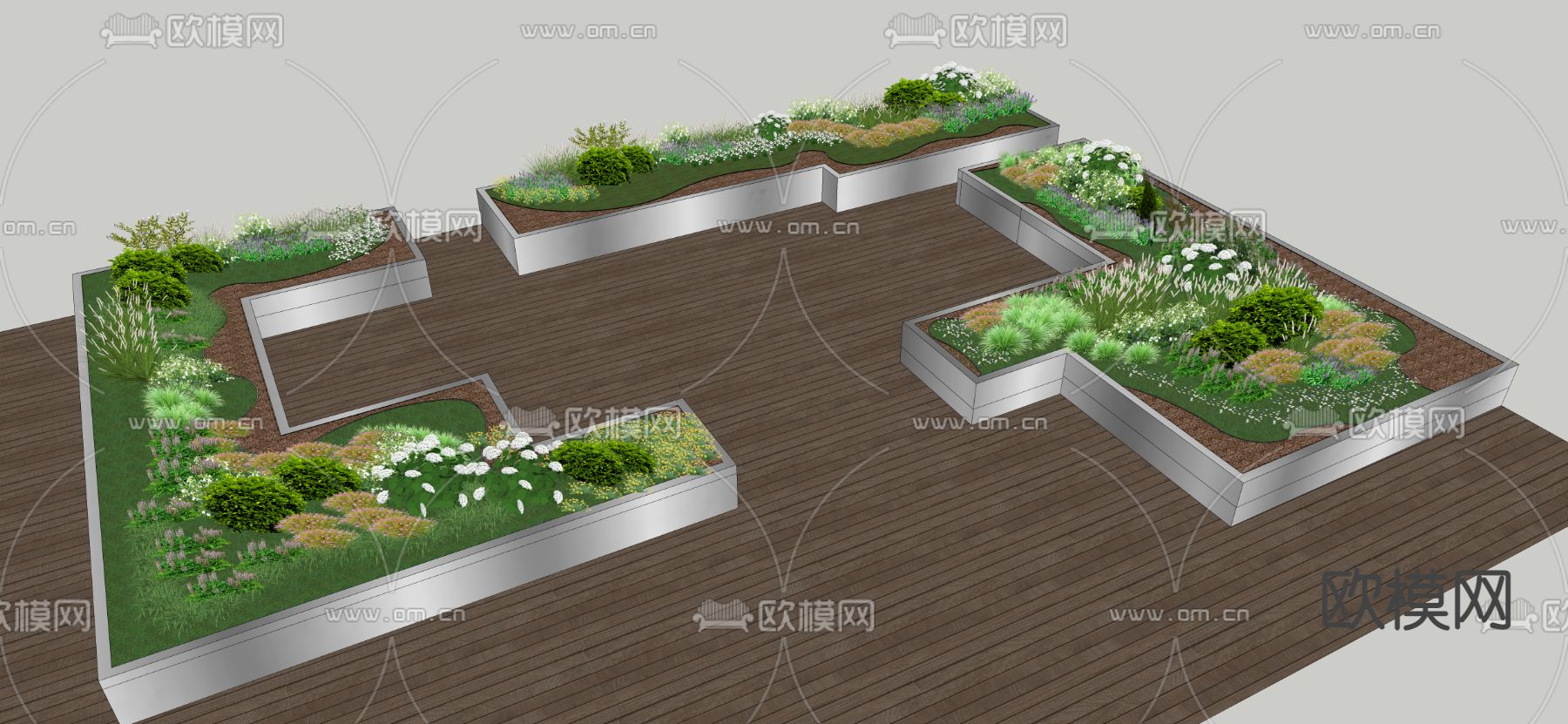 移动花箱 花坛su模型下载（渲染图3）
