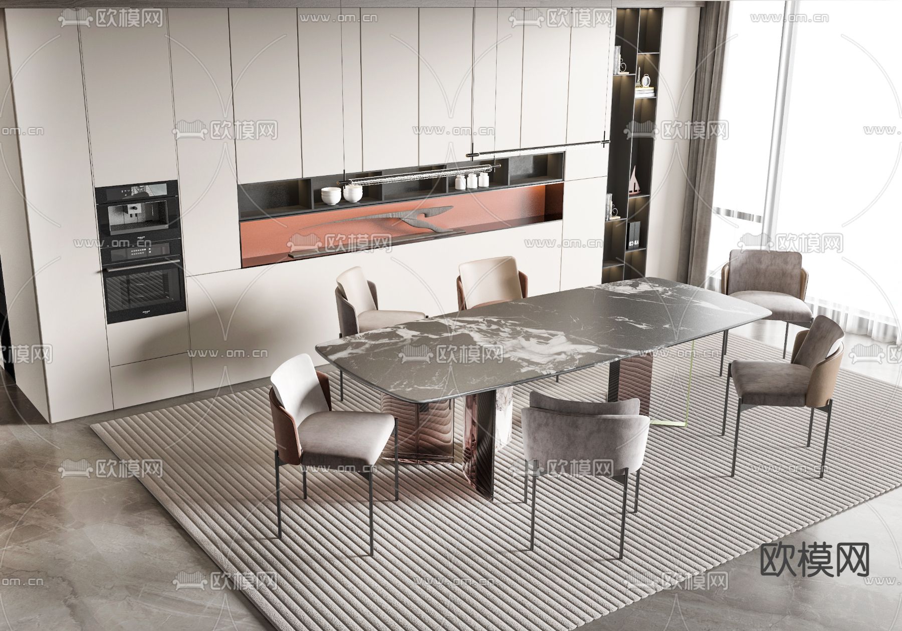 餐桌椅3d模型下载