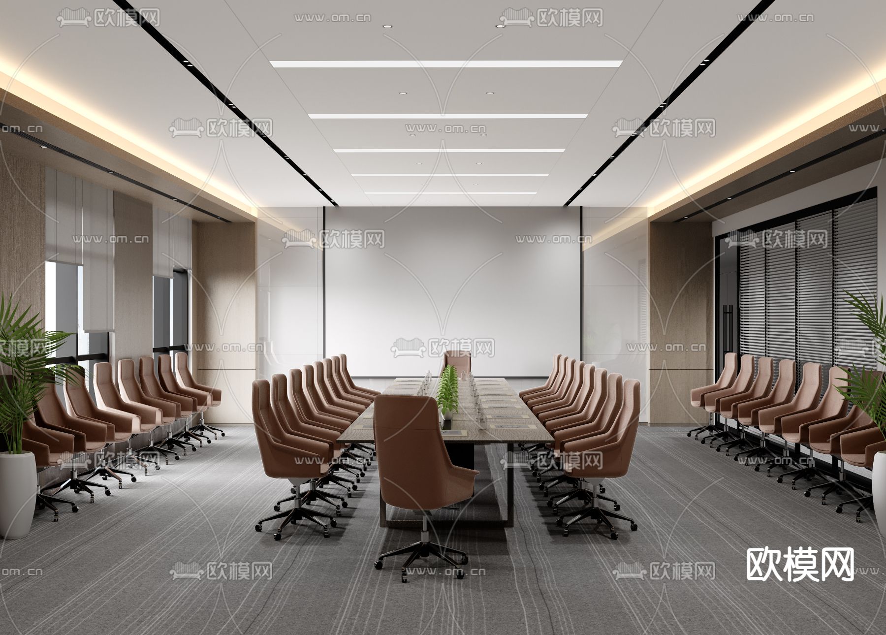 现代会议室3d模型下载（渲染图1）