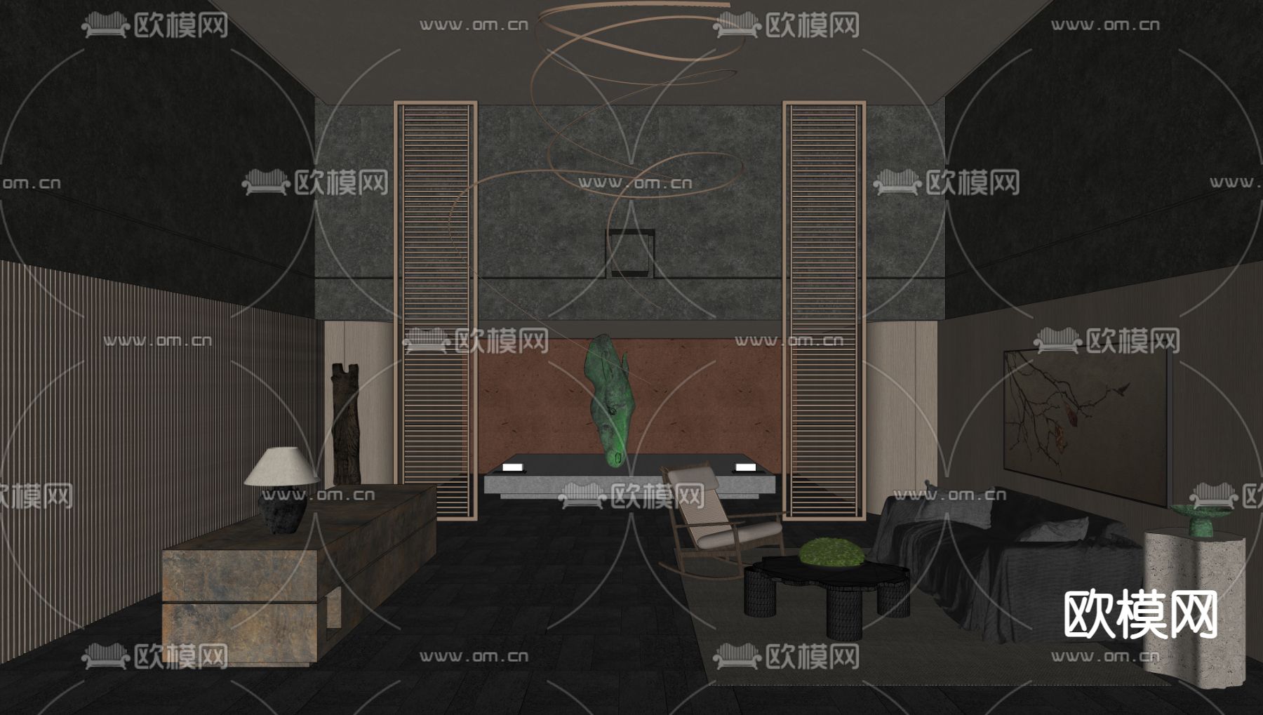 大堂接待su模型下载（渲染图2）
