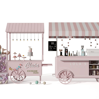  贩卖车 售货车 手推车su模型 