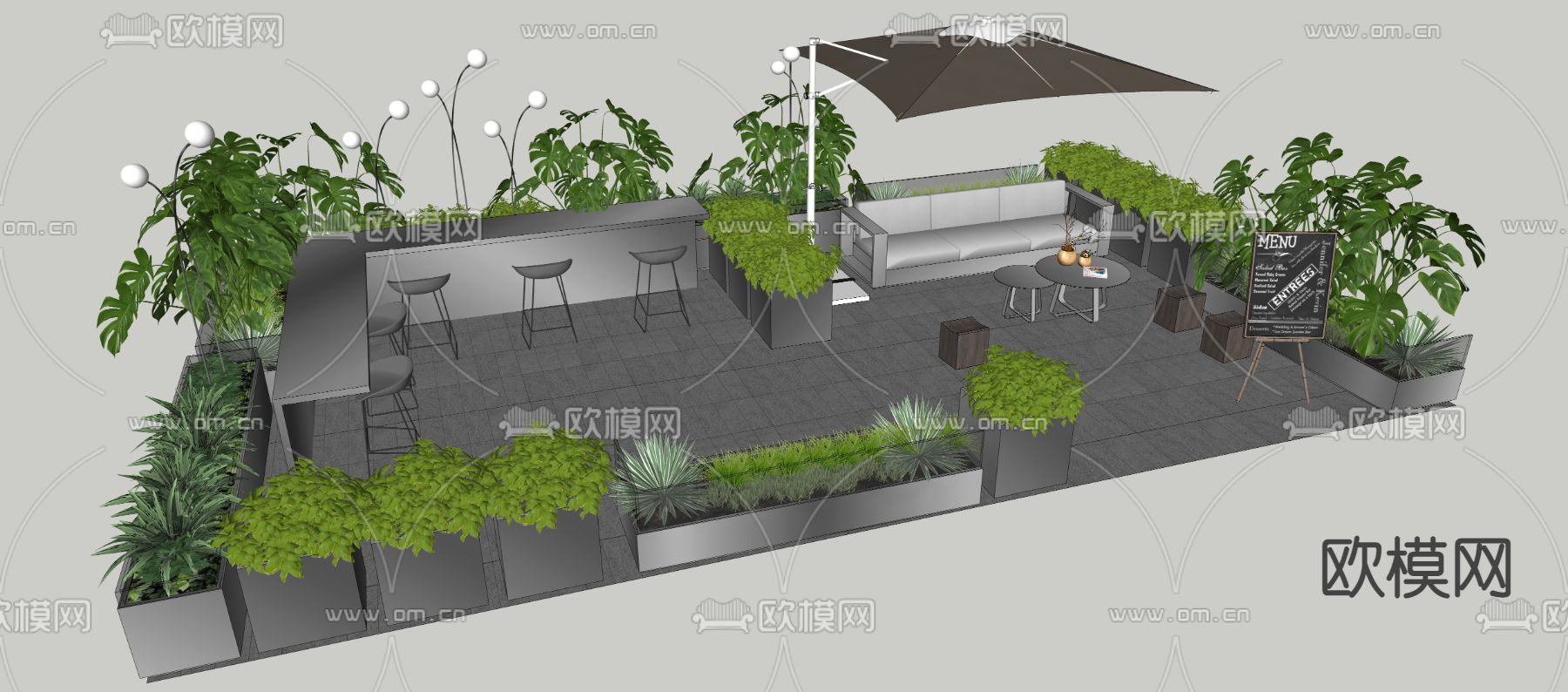 现代商业外摆su模型下载（渲染图3）