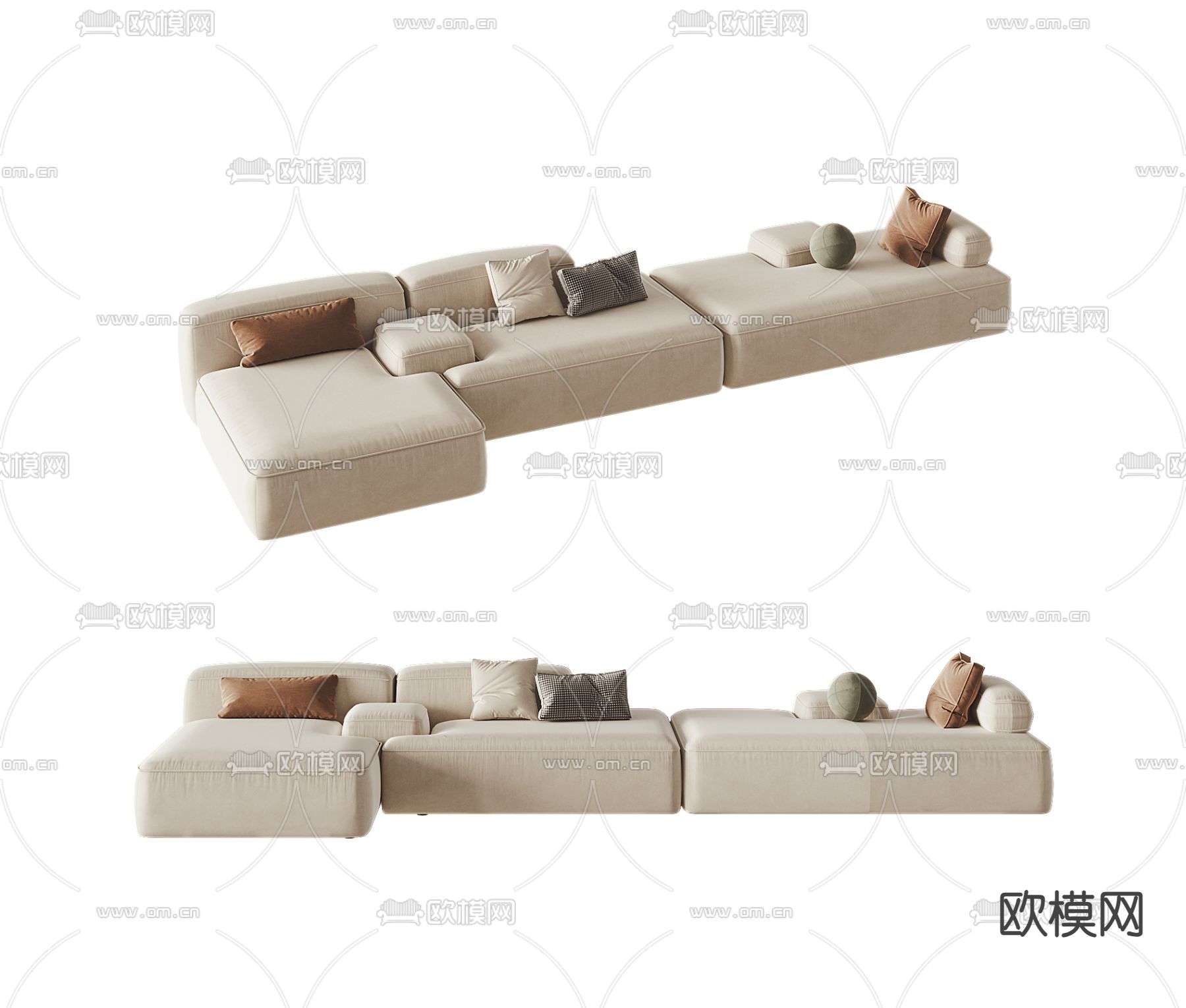 minotti 多人沙发3d模型下载