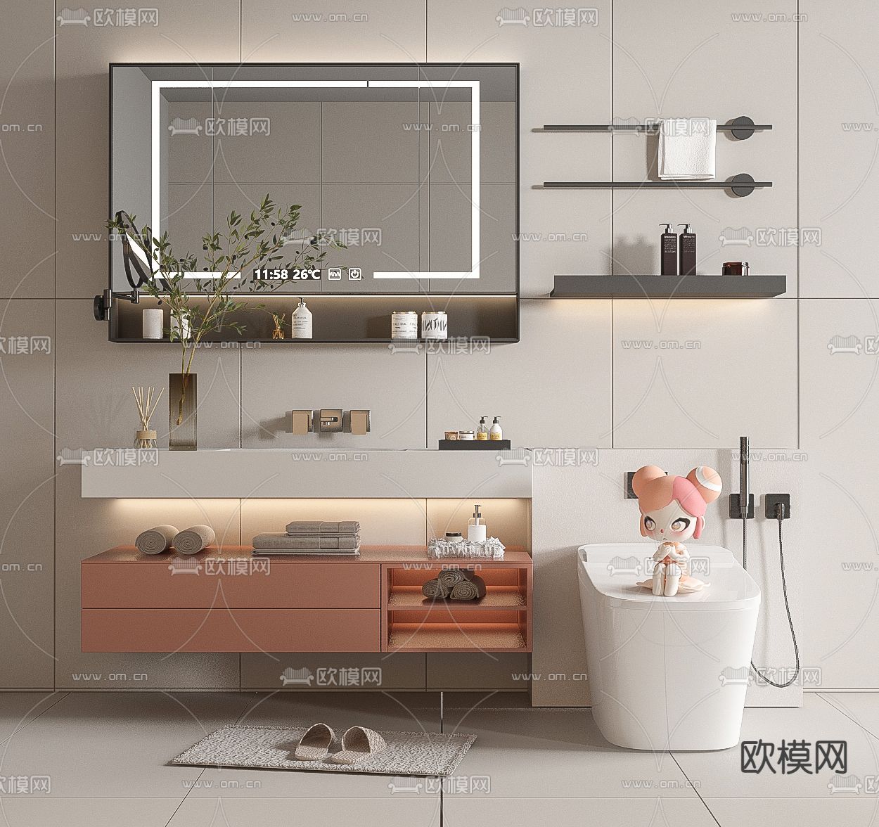 浴室柜 洗手台 马桶3d模型下载