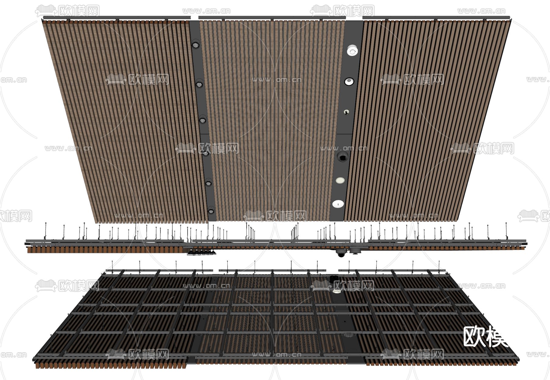 工业风loft办公 天花吊顶su模型下载（渲染图2）