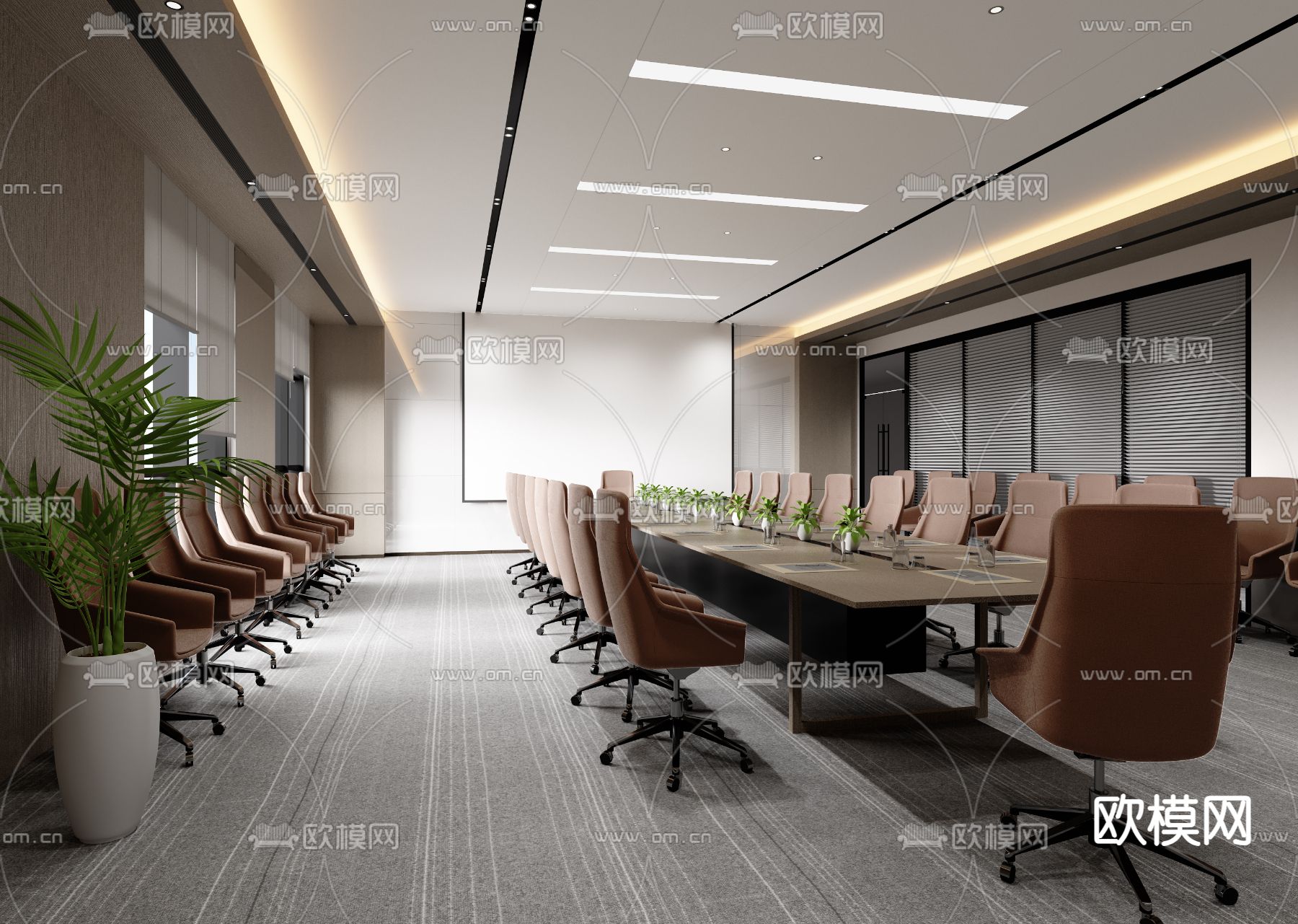 现代会议室3d模型下载（渲染图2）