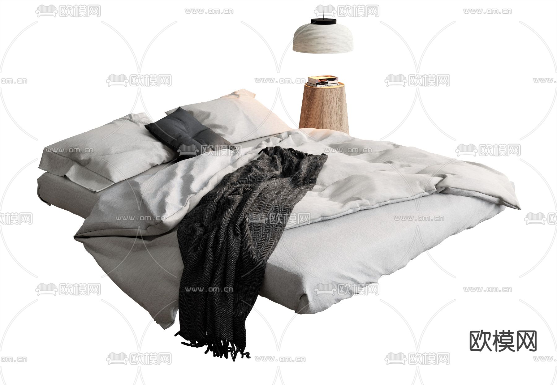 双人床床垫su模型下载（渲染图1）