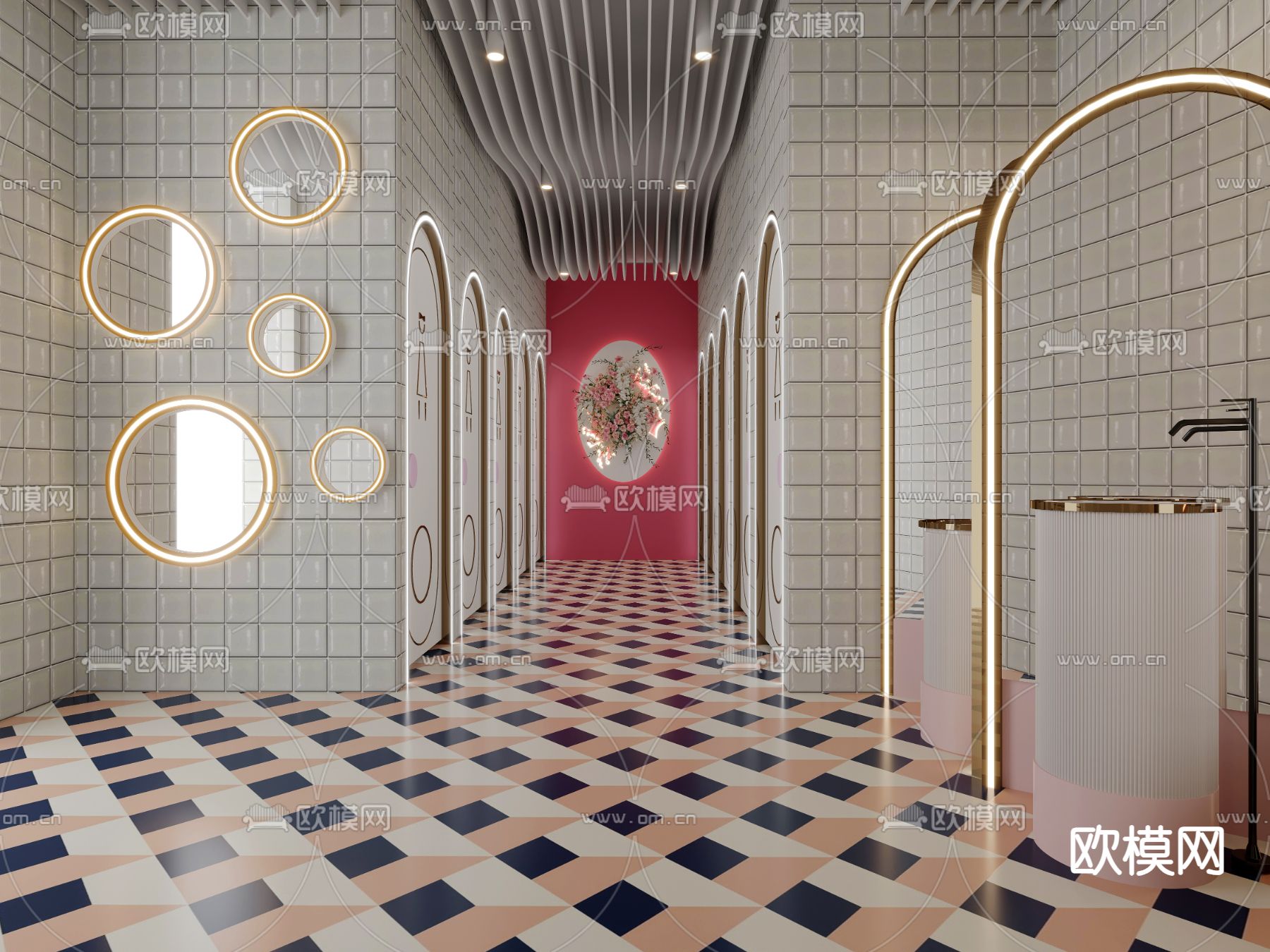 公共卫生间 女厕3d模型下载