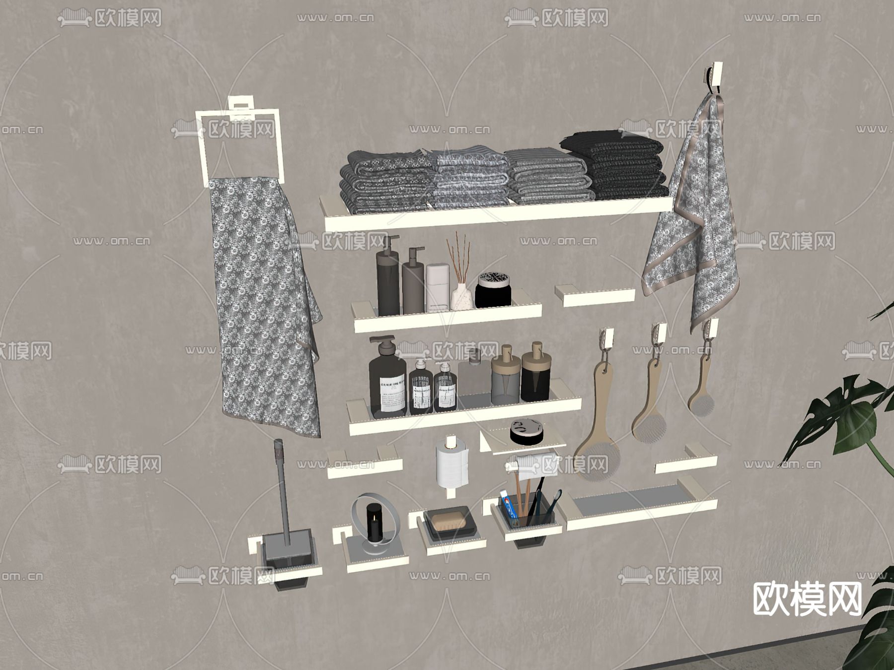 现代卫浴用品su模型下载（渲染图2）