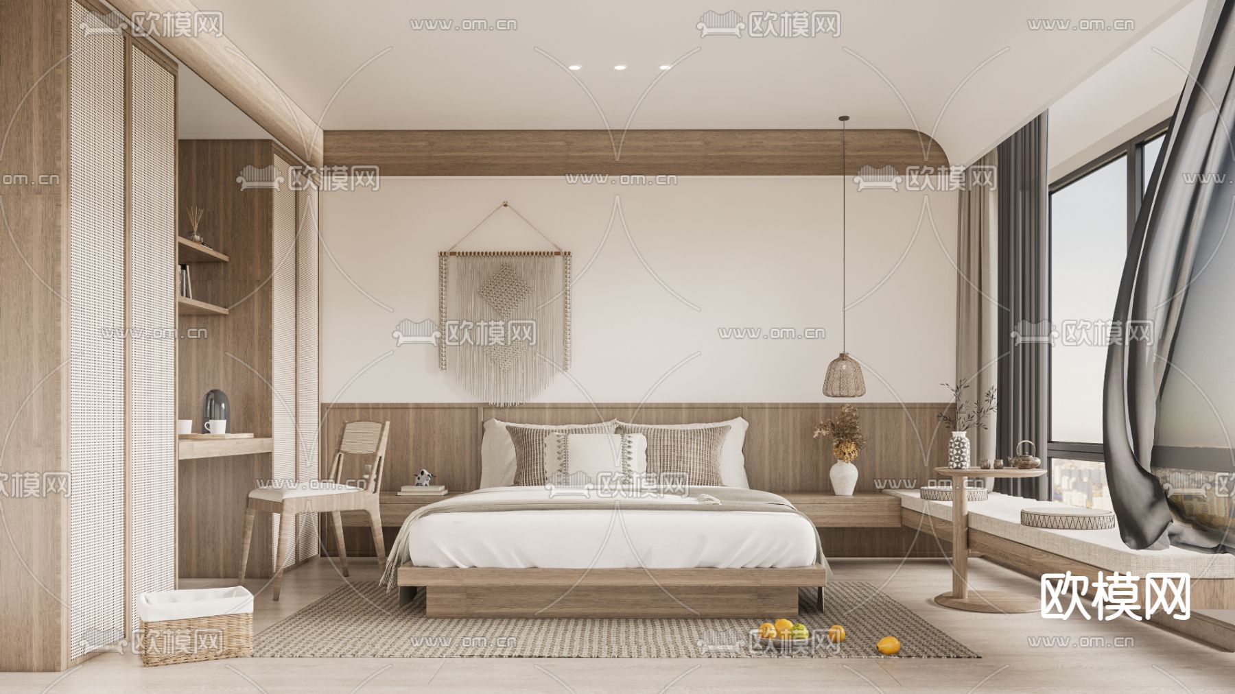 侘寂风民宿客房su模型下载（渲染图1）