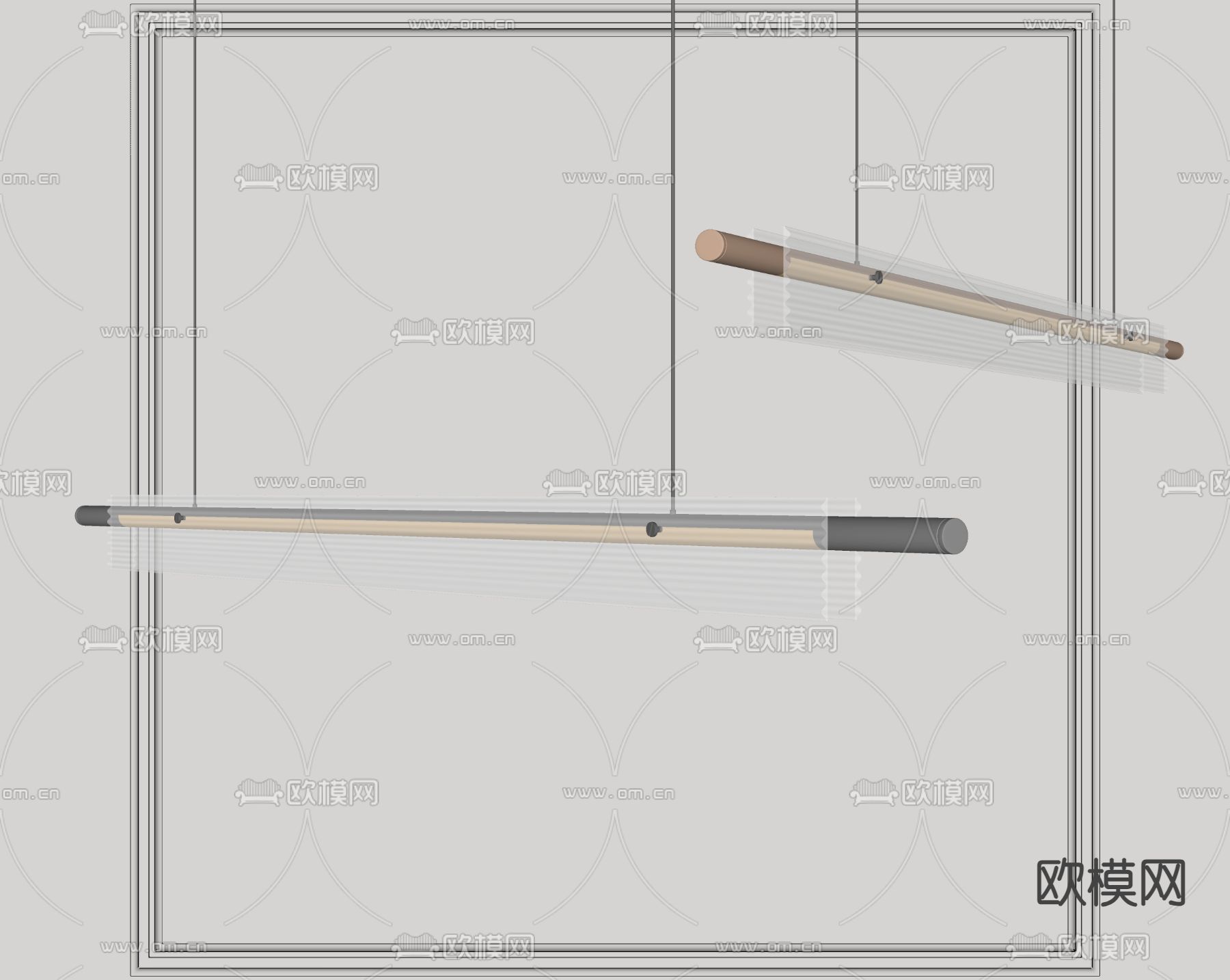 现代长条吊灯su模型