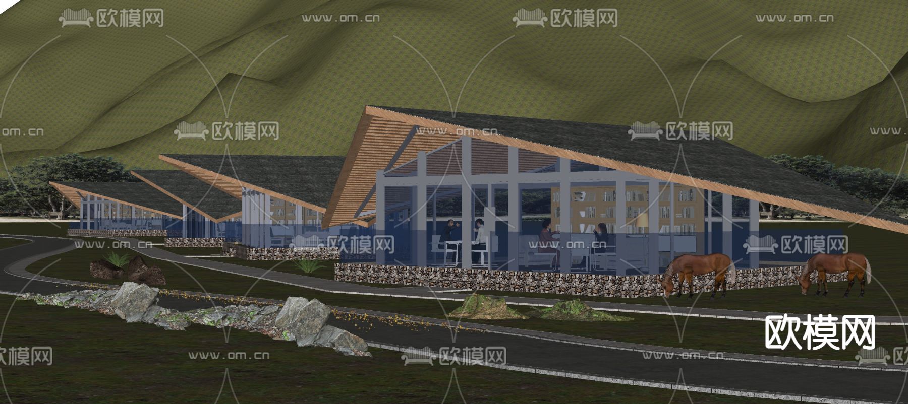 现代森林民宿su模型下载（渲染图2）