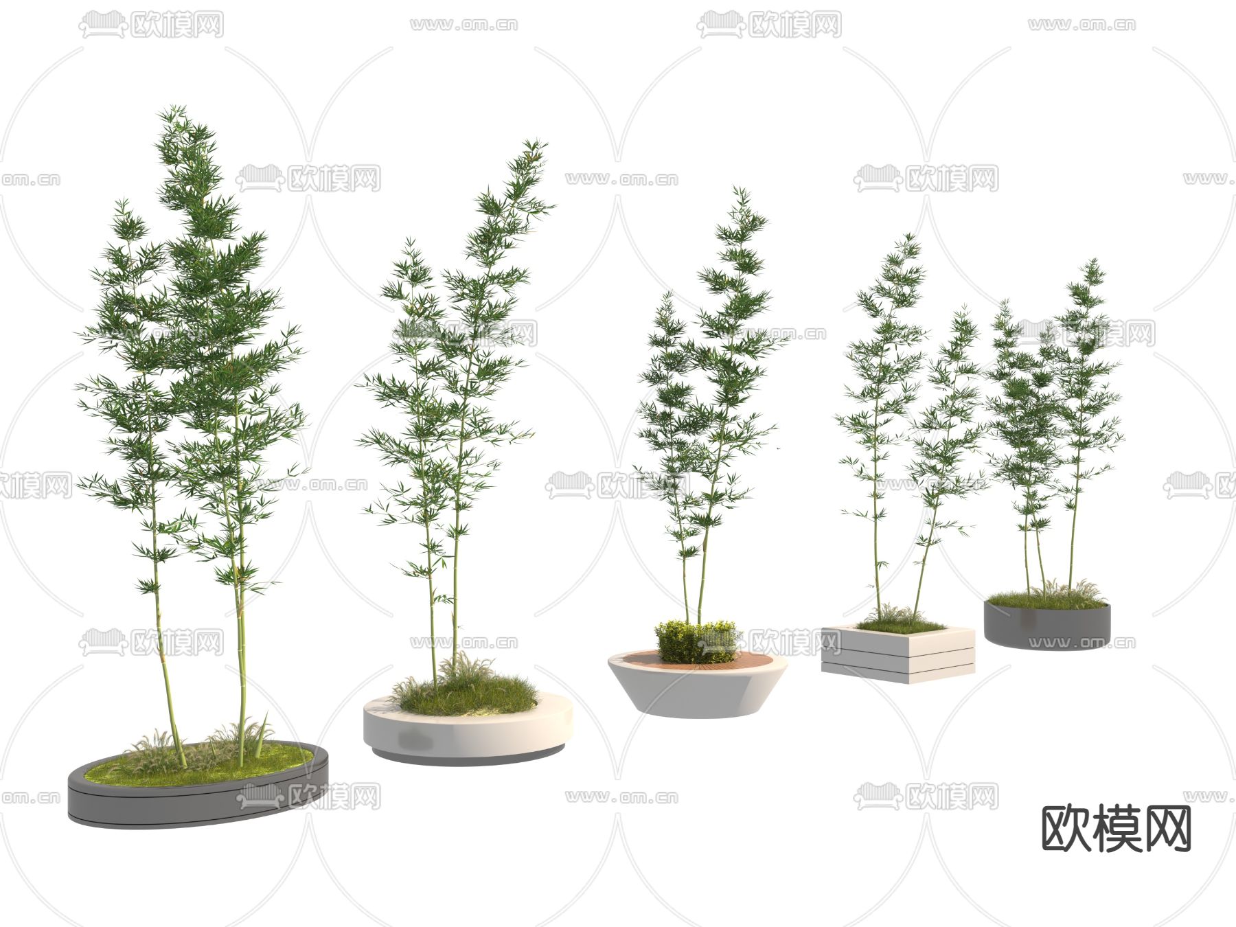 竹子 树池椅 花坛3d模型下载