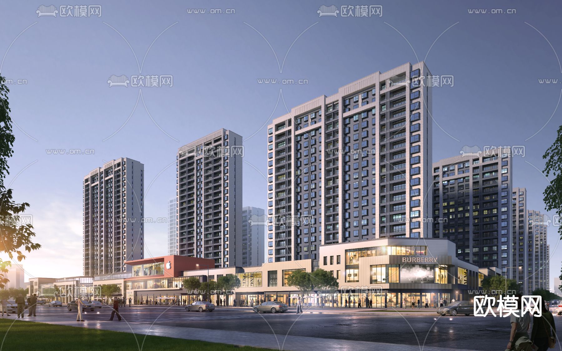 高层住宅楼外观3d模型下载