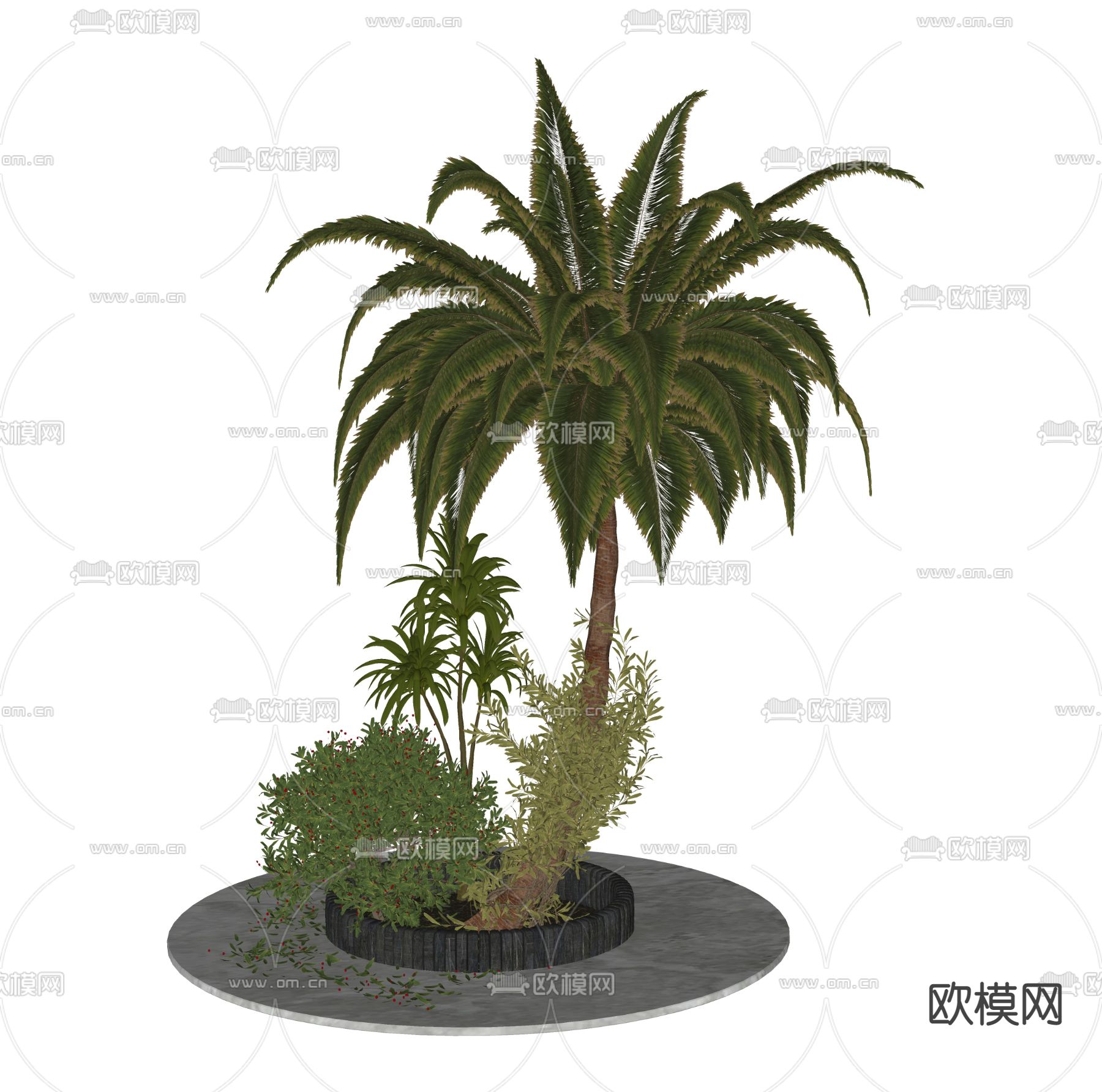 植物堆花坛su模型下载（渲染图2）