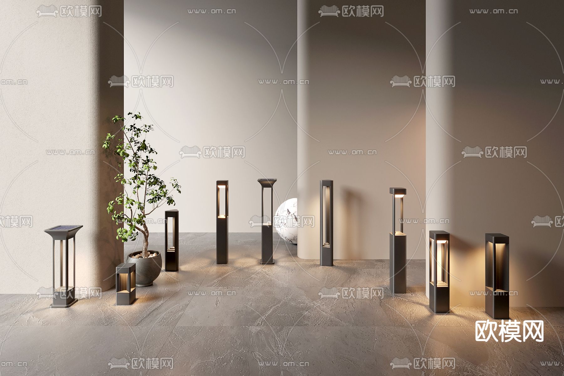 景观灯 户外灯 草坪灯 庭院灯su模型下载（渲染图1）