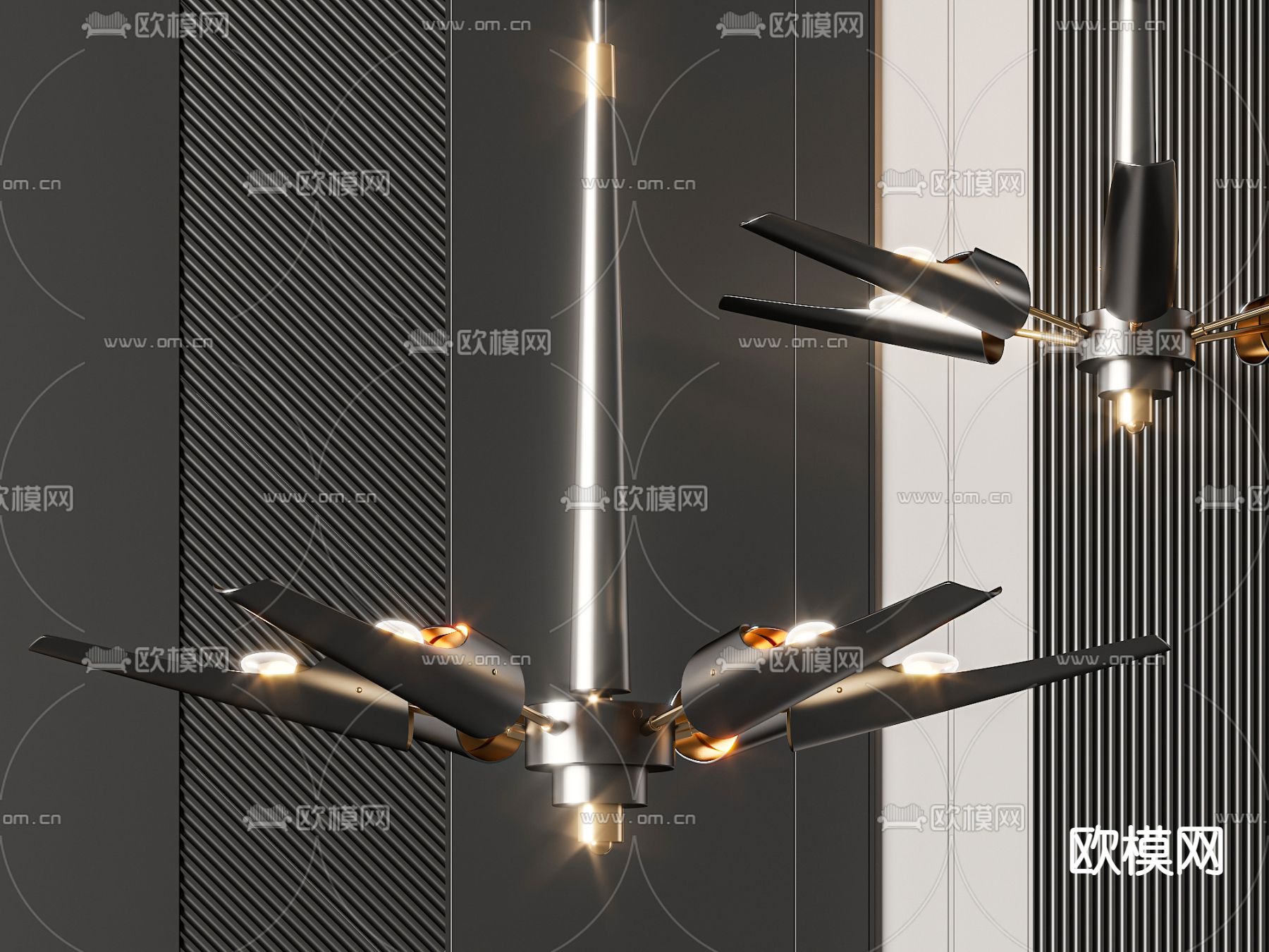 轻奢吊灯3d模型下载_ID14142047_3dmax免费模型-欧模网