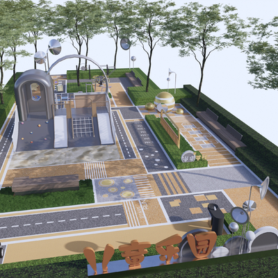  儿童游乐区su模型 