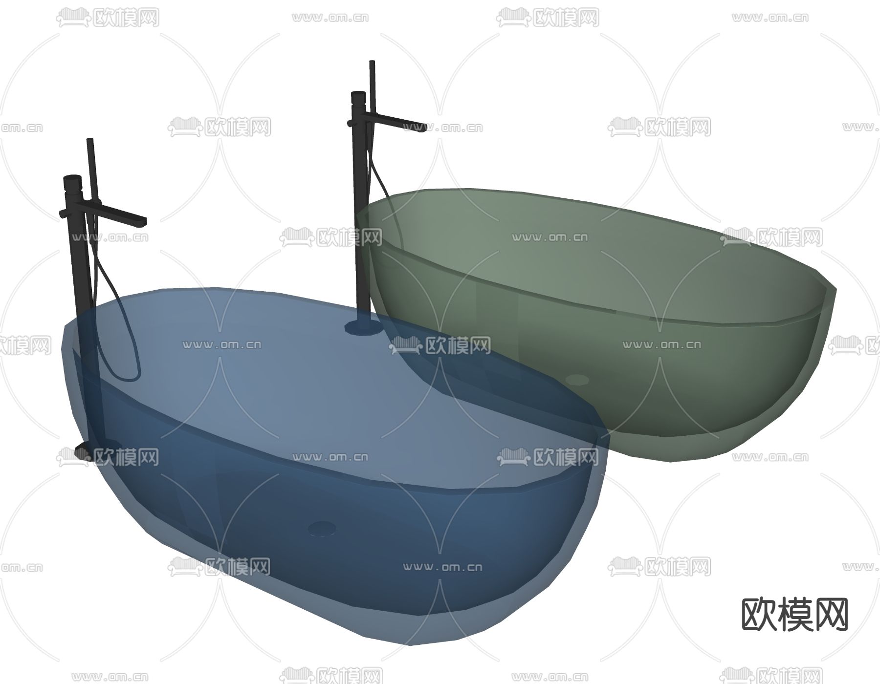 现代浴缸su模型下载（渲染图2）
