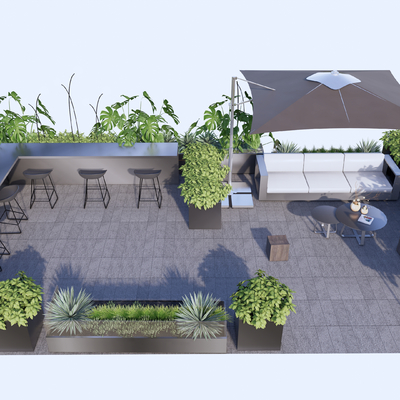  现代商业外摆su模型 