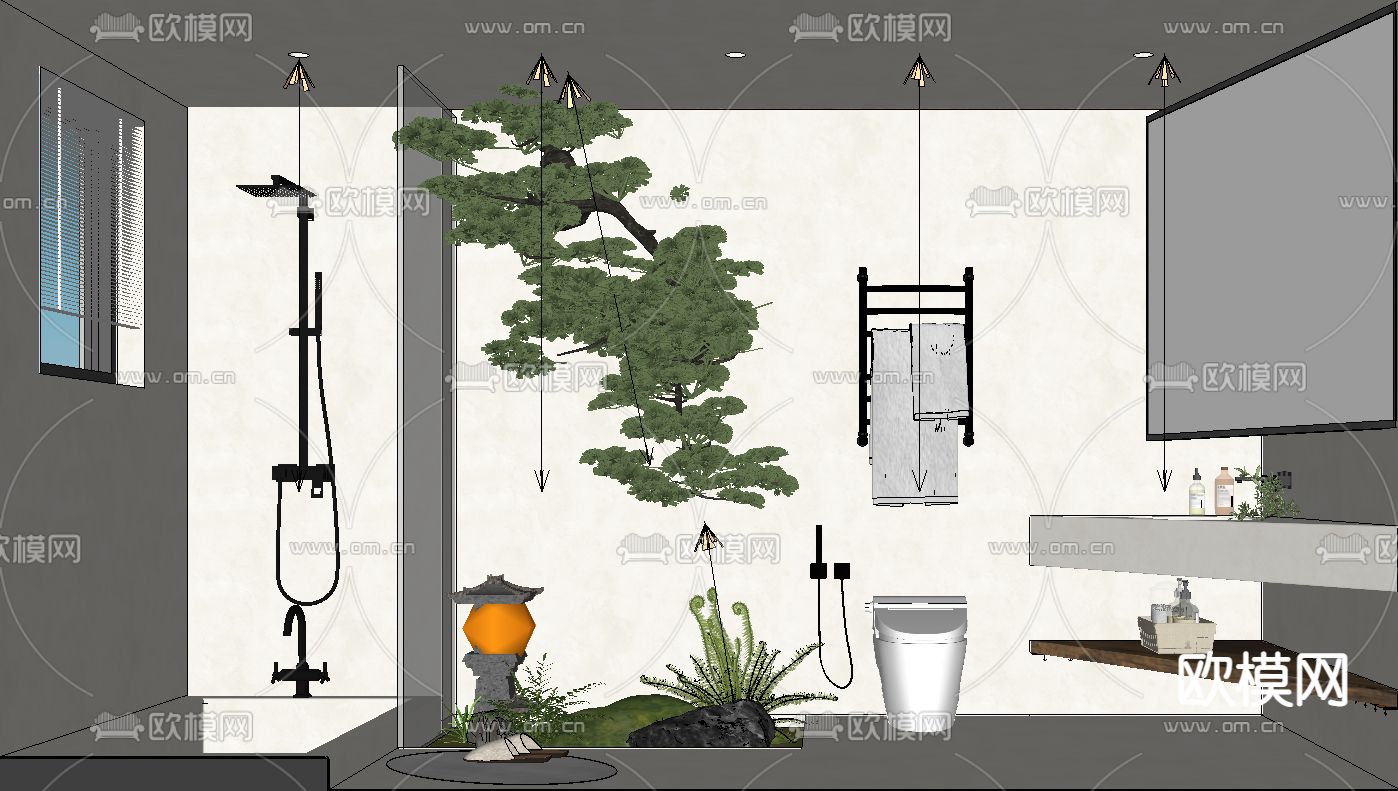 侘寂卫生间su模型下载（渲染图2）