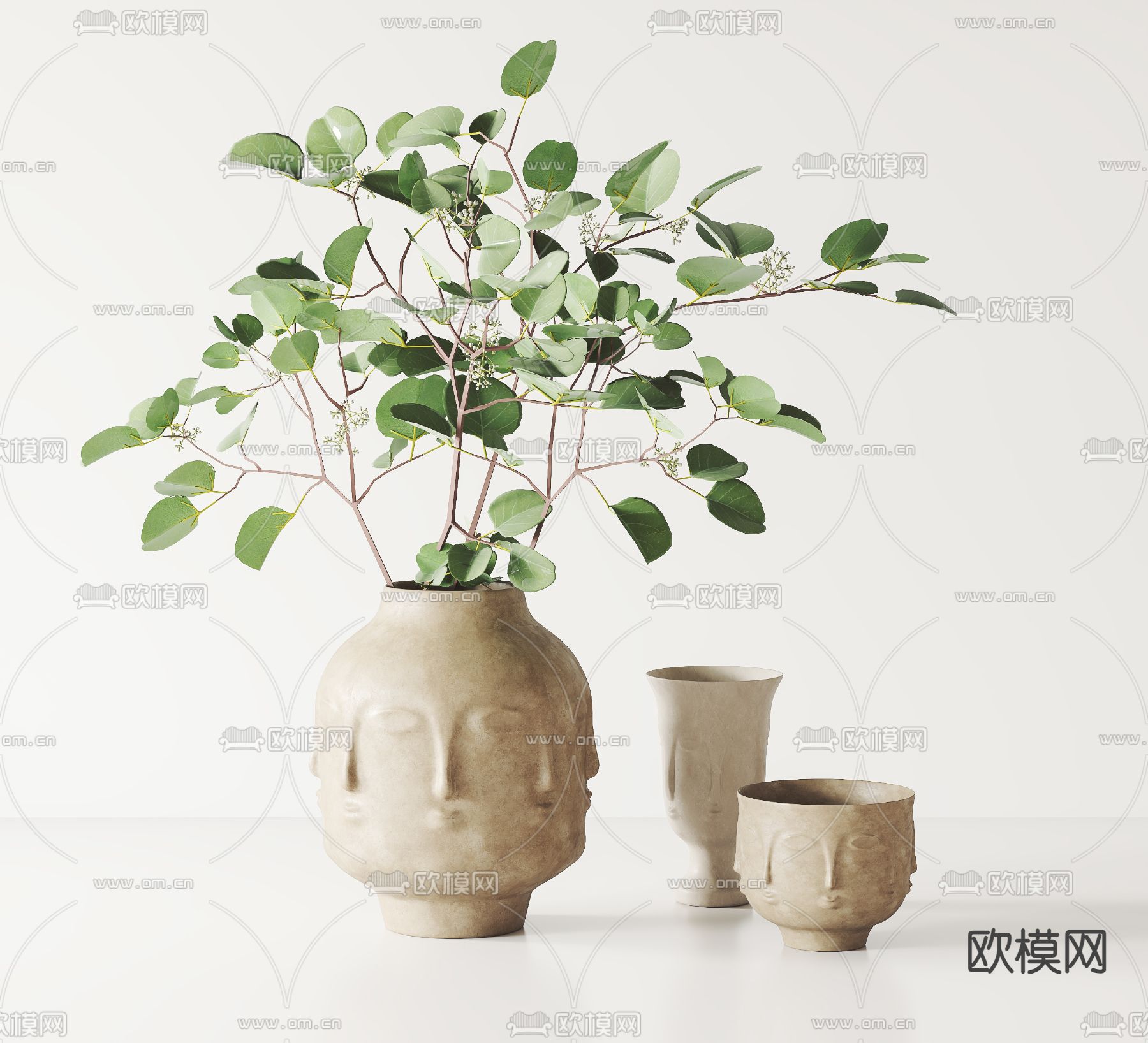 水培绿植 陶罐3d模型下载