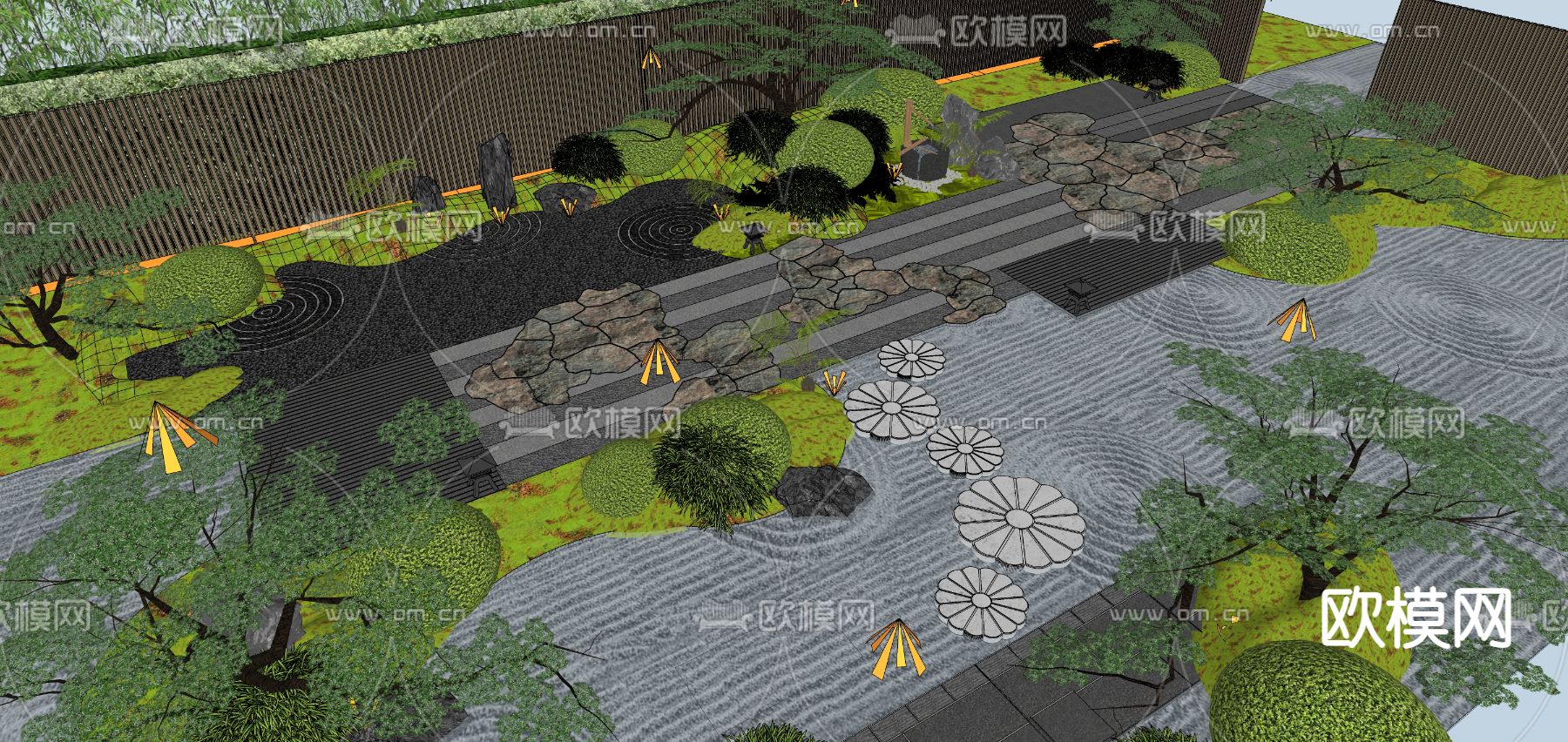 日式庭院su模型下载（渲染图2）