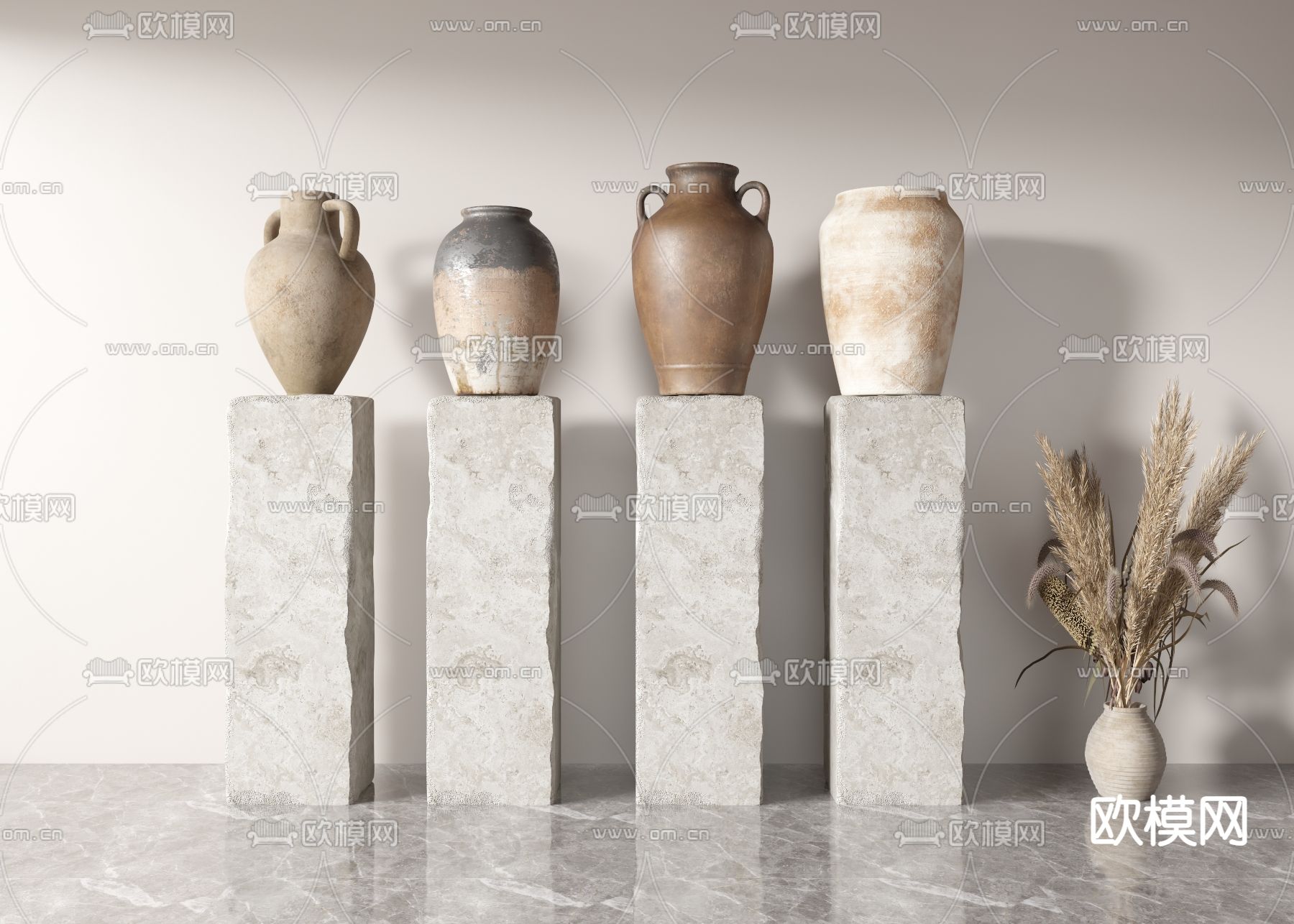 侘寂陶罐 罐子 器皿3d模型下载