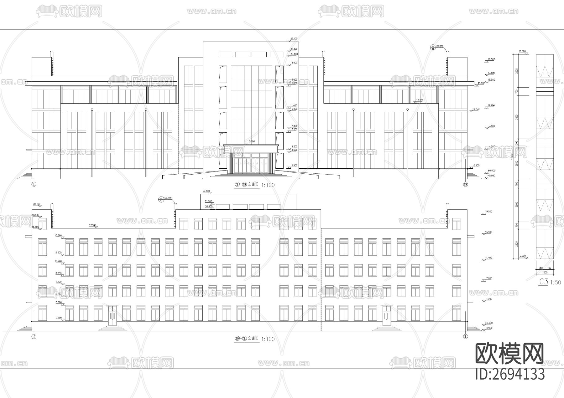 五层办公楼建筑cad施工图下载（渲染图6）
