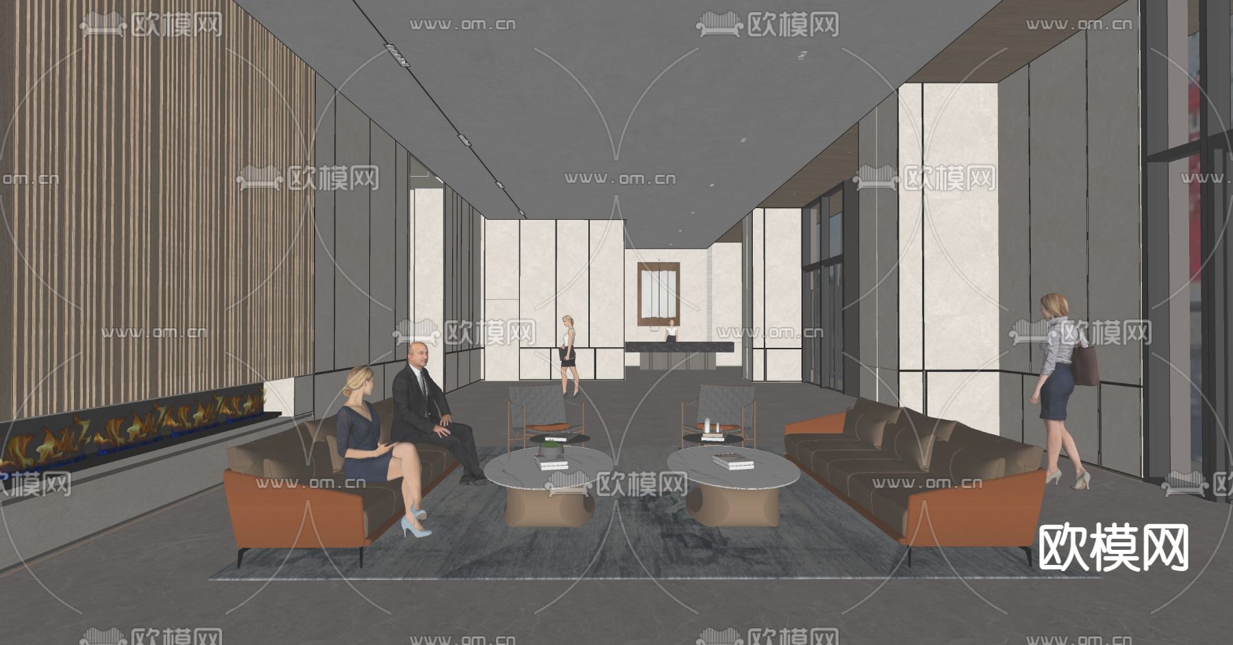 公司大堂 酒店大堂su模型