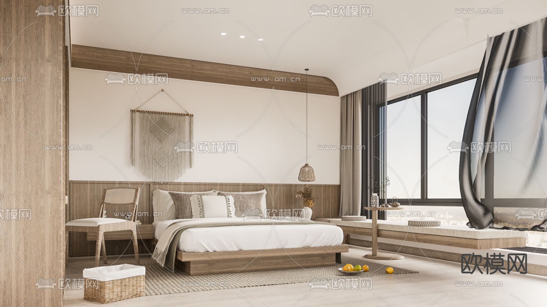 侘寂风民宿客房su模型下载（渲染图2）