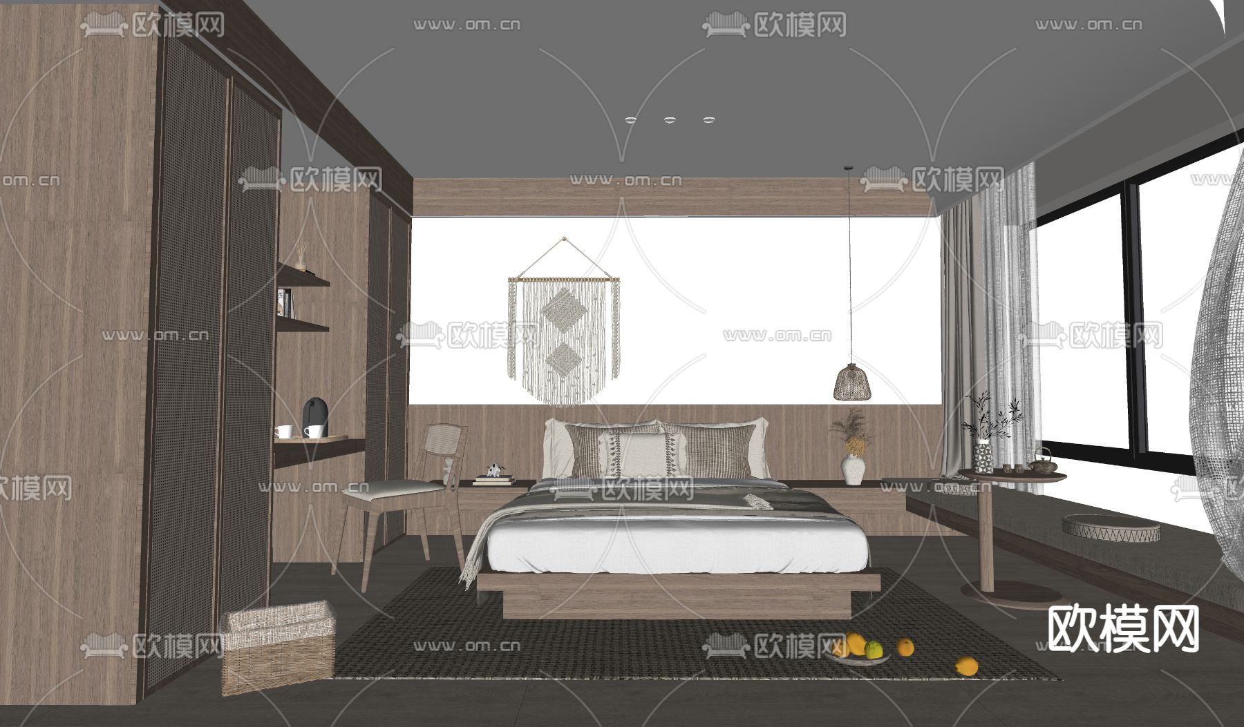 侘寂风民宿客房su模型下载（渲染图3）