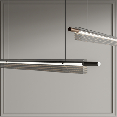 现代长条吊灯su模型