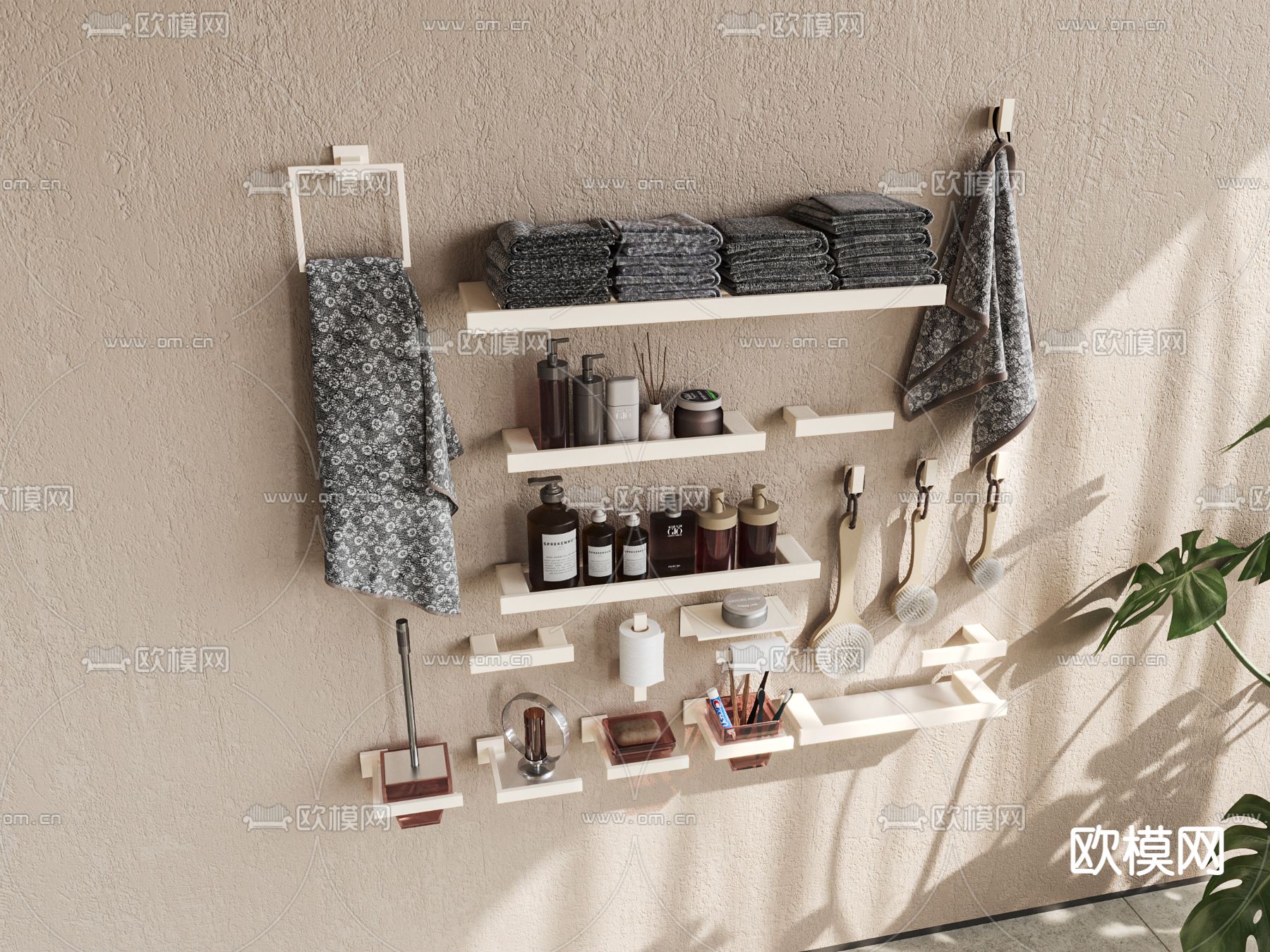 现代卫浴用品su模型下载（渲染图1）