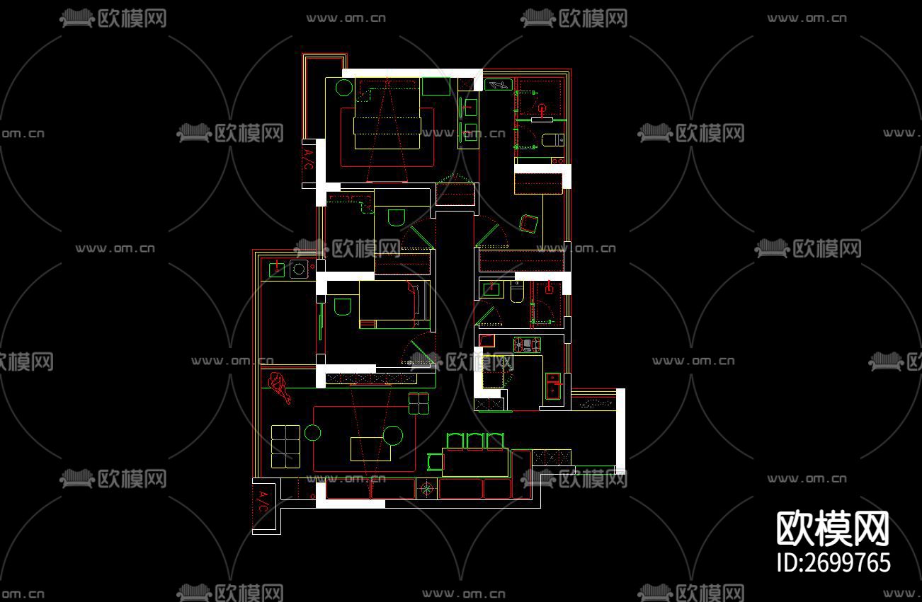 家裝cad平面圖下載（渲染圖1）