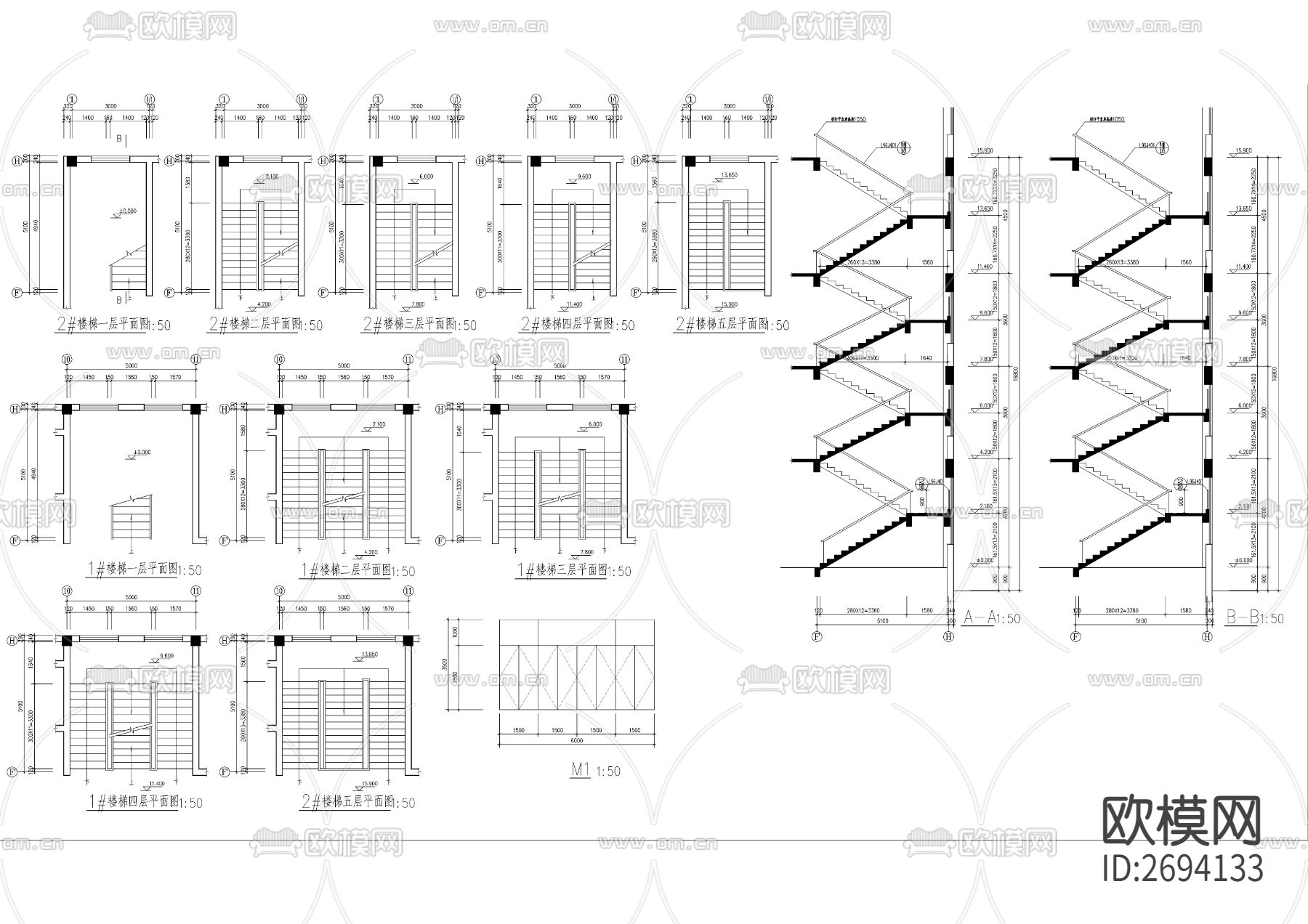 五层办公楼建筑cad施工图下载（渲染图3）