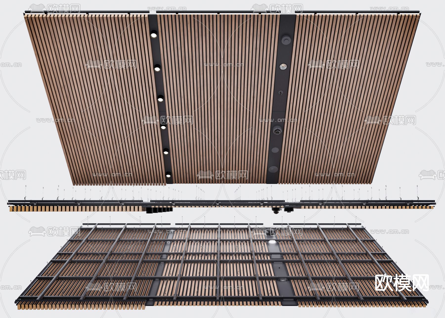 工业风loft办公 天花吊顶su模型下载（渲染图1）