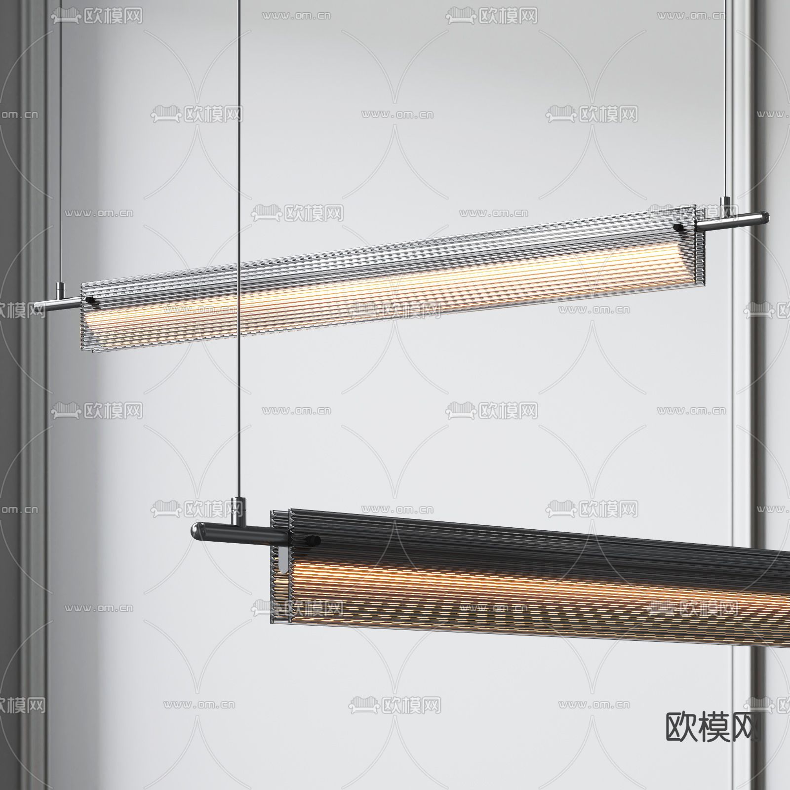 长吊灯 办公吊灯3d模型下载