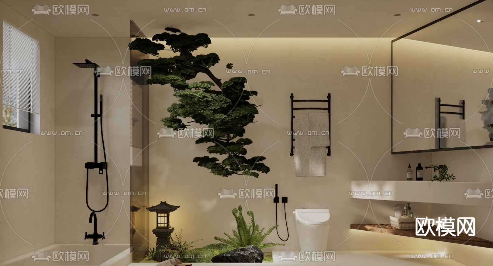 侘寂卫生间su模型下载（渲染图1）
