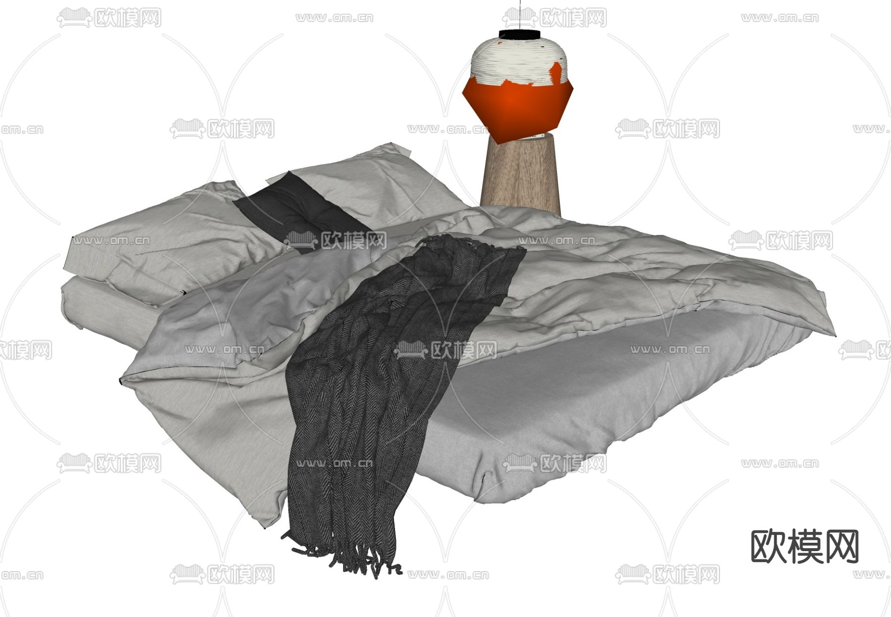 双人床床垫su模型下载（渲染图2）