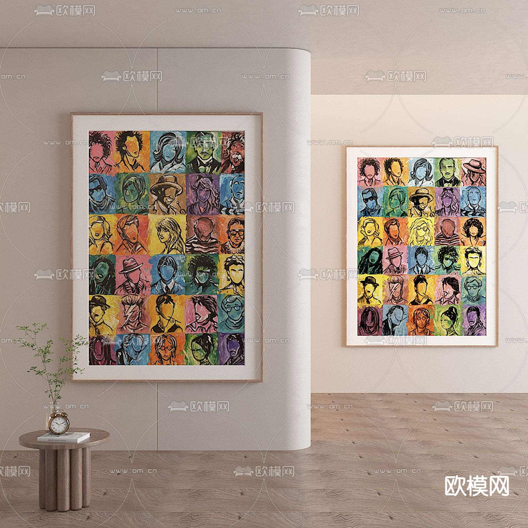 孟菲斯挂画 人像画 装饰画3d模型下载