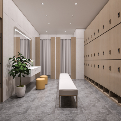  健身房 更衣室su模型 