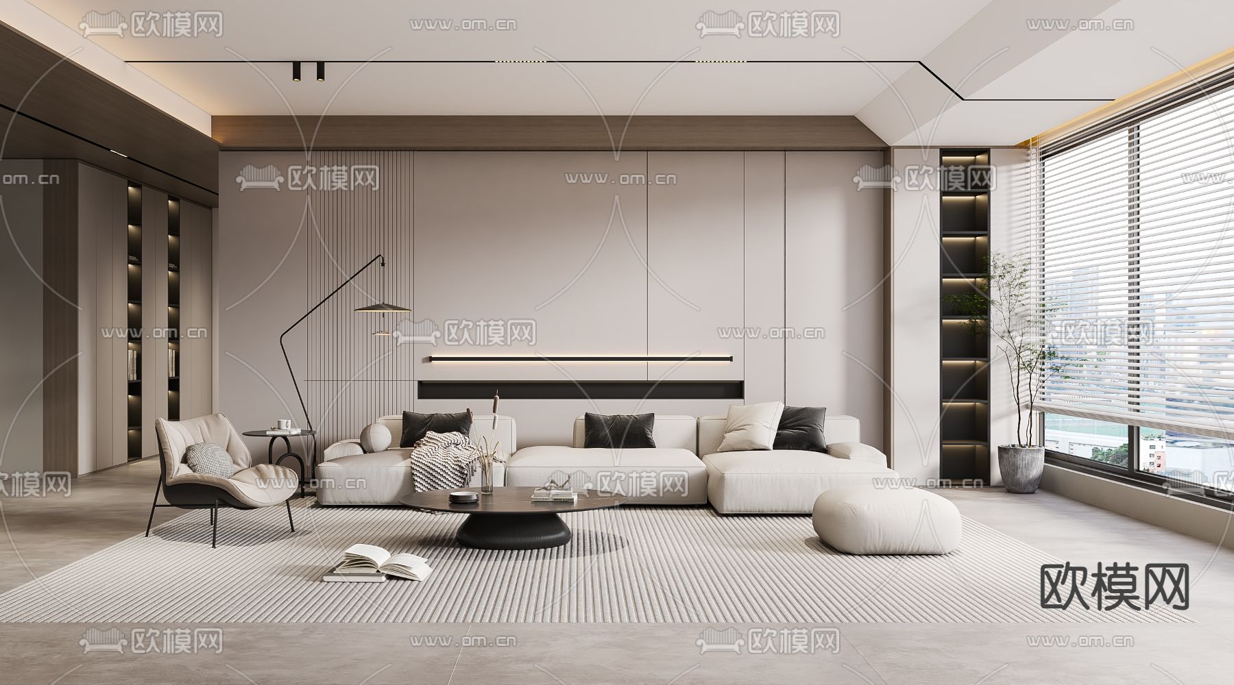 现代客厅3d模型下载