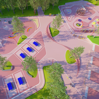 现代儿童游乐区su模型