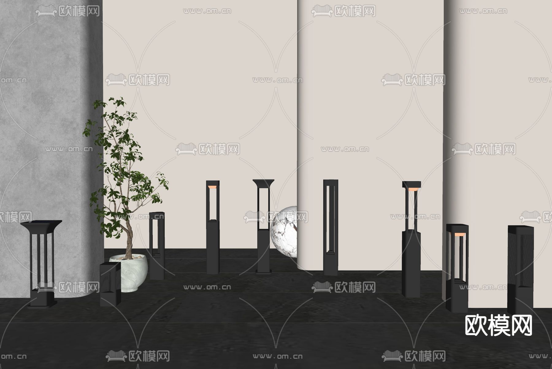 景观灯 户外灯 草坪灯 庭院灯su模型下载（渲染图2）
