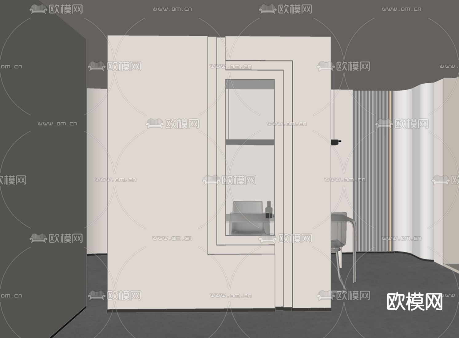 玄关墙 隔断su模型下载（渲染图2）