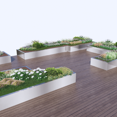  移动花箱 花坛su模型 