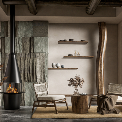  侘寂风民宿su模型 